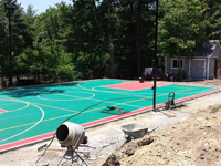 Backyard basketball courts like this multicourt in Pembroke, MA can be yours in Massachusetts locations like Pocasset, Sagamore Beach, Dennis Port, Falmouth Heights, Hatchville and Silver Beach.