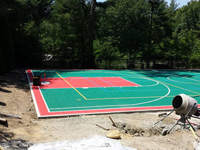 Backyard basketball courts like this multi-sport surface in Pembroke, MA can be yours in Massachusetts locations like Waquoit, Woods Hole, Harwich Port, Forestdale, Bass River and Yarmouth Port.