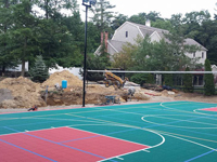 Backyard basketball courts like this multi-sport surface in Pembroke, MA can be yours in Massachusetts locations like Southborough, Framingham, Marlborough, Hudson, Stow and Maynard.