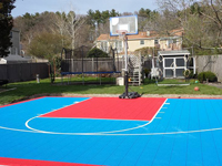 Backyard basketball court in Beverly, MA.