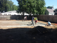Building an ideal backyard basketball court base in Canton, MA. Whatever your sport, you could have a court surface and accessories of your own in Sagamore Beach, Woods Hole, Milford, Mendon or Blackstone.