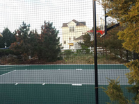 Backyard basketball court in Plymouth, MA. Whatever your sport, you could have a court surface and accessories of your own in Hull, Seekonk, Carlisle, Sudbury or Hyannis.