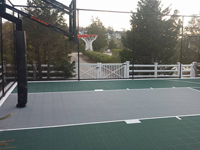 Backyard basketball court in Plymouth, MA. We could construct backyard basketball for you, too, in Centerville, Marshfield, Marion, Mashpee, Brewster or Bournedale.