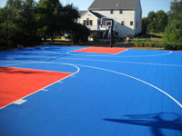 Backyard basketball court in Bellingham, MA