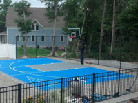 Basketball and shuffleboard multi-game court with pool deck in Wareham, MA. Backyard basketball on your own court, a dream come true in Berkley, Norton, Stoughton, Avon or Rockland.