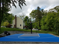 Backyard basketball court in Douglas, MA.