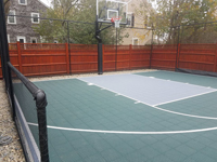 Backyard basketball court is the sort of thing you might find in Fairhaven, MA or a yard like yours.