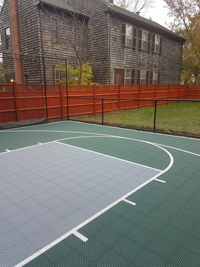 Backyard basketball court is the sort of thing you might find in Fairhaven, MA or a yard like yours.