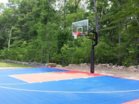 Backyard basketball court construction in North Attleboro, MA. We could build you a backyard basketball court in Middleboro, Wayland, Sudbury, Lincoln, or Sagamore.