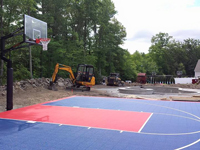 Backyard basketball court construction in North Attleboro, MA. Backyard basketball courts are in your reach in Fall River, New Bedford, Acushnet, Freetown and Plainville.