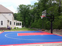 Backyard basketball court construction in North Attleboro, MA. Backyard basketball on Cape Cod? Yes! Get your custom court in Mashpee, Yarmouth, Dennis, Brewster, Chatham or Orleans.