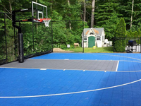 Backyard basketball court construction in West Bridgewater, MA