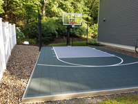 Slate green and titanium silver/grey basketball court in Needham, MA.