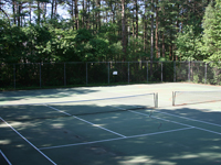 Before large commercial tennis court and multicourt facelift in Duxbury, MA. This could be your commercial court for any combination of games or sports, in Cohasset, Hopkinton, Belmont, Acton, Sharon, or Holliston.
