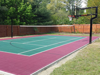 Backyard basketball court in Sudbury, MA.