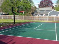 Backyard basketball and tennis in Sudbury, MA.