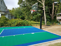 Backyard basketball court in Wellesley, MA.