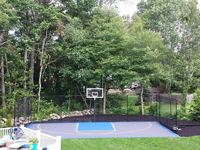 Backyard basketball court in West Bridgewater, MA.