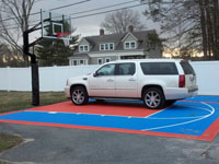 Game court can be laid out on existing blacktop or driveway, and you can even park on it.