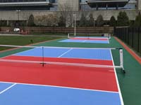 Double public pickleball court at Lawn on the D by the convention center in Boston, MA.