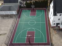 Overhead view of full size court that supports multiple games, installed for a church, but it could be your organization, municipality, apartment or condo complex joining the fun..