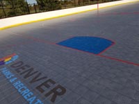 Municipal outdoor inline skating hockey rink installed in Denver, Colorado.